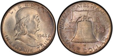 1948 50C Obv Die Clash FS-401 MS64