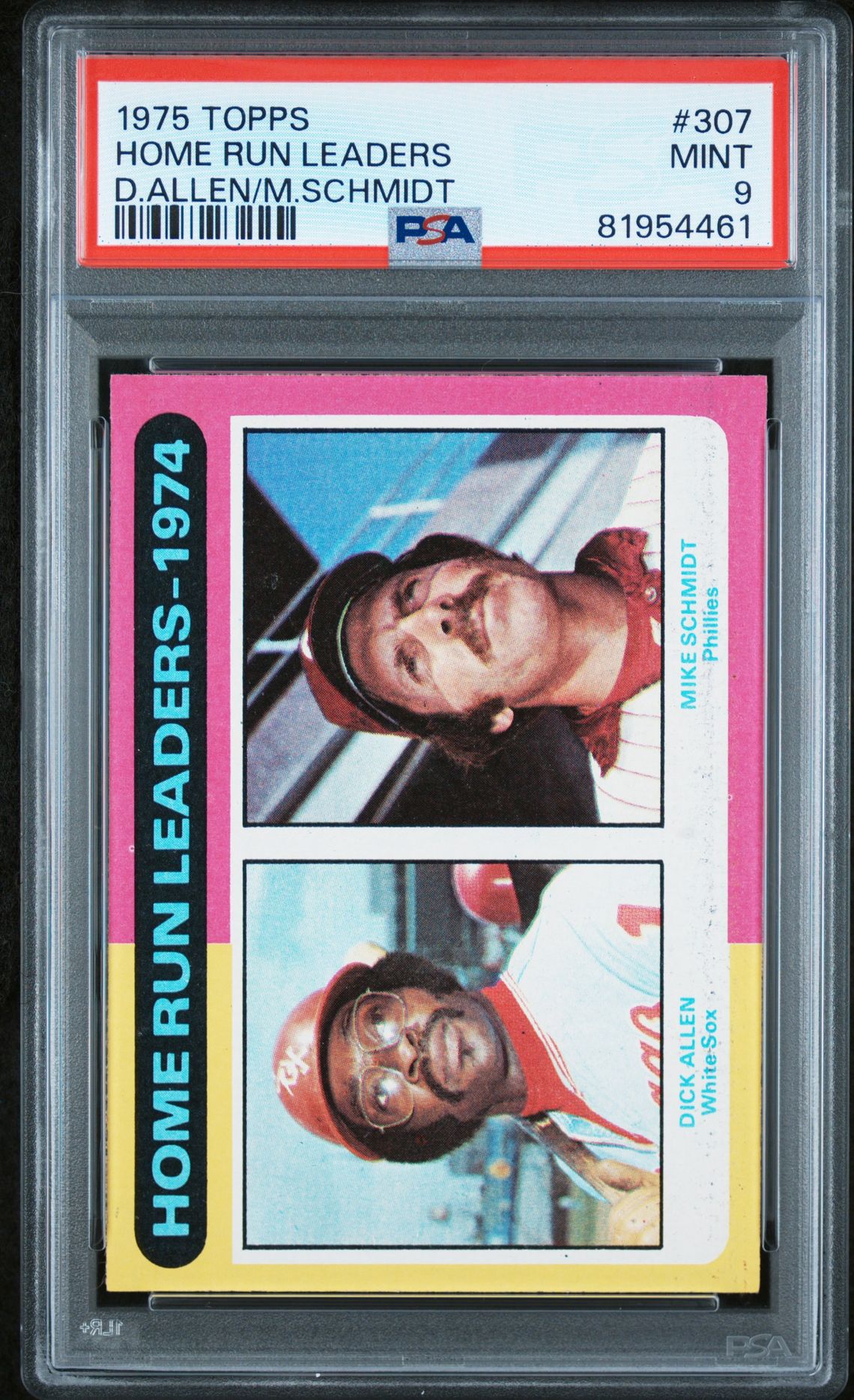 1975 Topps TOPPS D.ALLEN/M.SCHMIDT #307 Home Run Leaders front