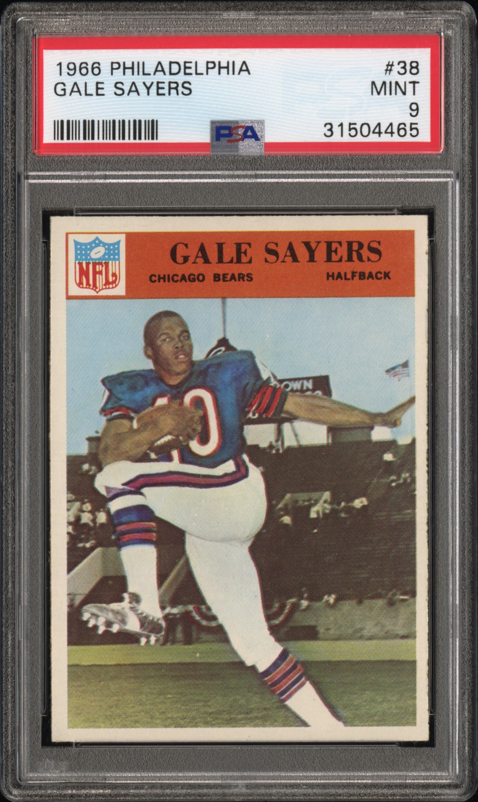 1966 Philadelphia #38 Gale Sayers Rookie Card - PSA MINT 9
