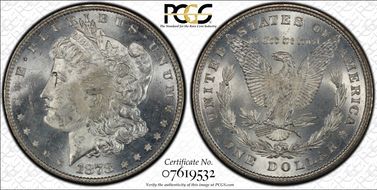 1878 8TF $1 VAM 4, Denticle Chip MS64