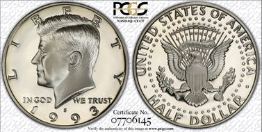 1993-S 50C Silver PR70DCAM