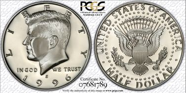 1996-S 50C Silver PR70DCAM