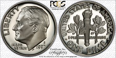 1997-S 10C Silver PR70DCAM