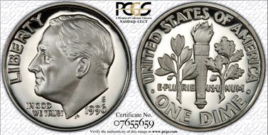 1996-S 10C Silver PR70DCAM