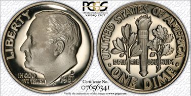 1981-S 10C Type 1 PR70DCAM