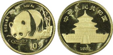 1987-S 10 Yn Panda Gold PAN-47A MS69