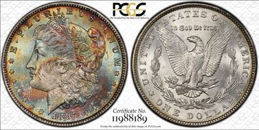 1887 $1 VAM 5 Doubled Date MS65