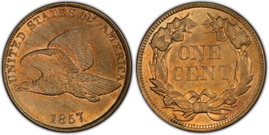 1857 1C Flying Eagle MS64