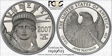 2007-W $50 Statue of Liberty 10th Anniversary Set First Strike PR69DCAM