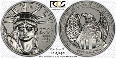 2007-W $50 Statue of Liberty 10th Ann Set Rev PR PR70