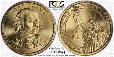 2007-P $1 John Adams Position A - First Day of Issue MS66