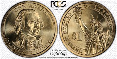 2007-D $1 John Adams Position B - First Day of Issue MS66