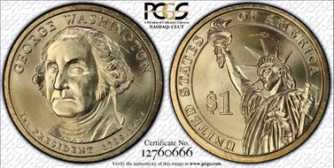 (2007) $1 G Wash 1st Day of Issue Missing Edge Lettering MS66