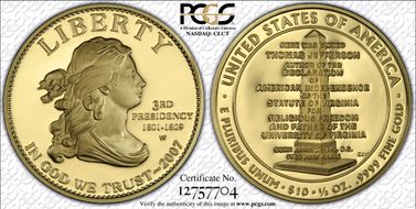 2007-W $10 Jefferson's Liberty First Strike PR70DCAM