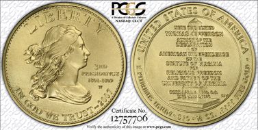 2007-W $10 Jefferson's Liberty First Strike MS70