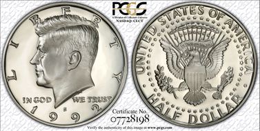 1992-S 50C Silver PR70DCAM