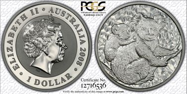 2008-P $1 Koala Ag Koala and Cub SP69