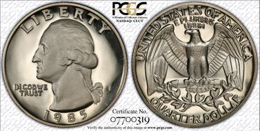 1985-S 25C PR70DCAM