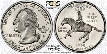 1999-S 25C Delaware Silver PR69DCAM
