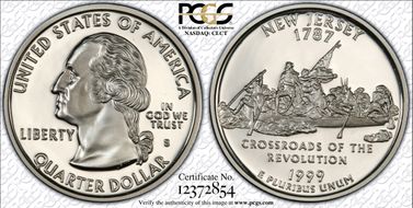 1999-S 25C New Jersey Silver PR69DCAM