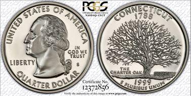 1999-S 25C Connecticut Silver PR69DCAM