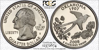 2008-S 25C Oklahoma PR70DCAM