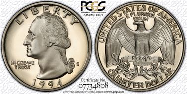 1994-S 25C PR70DCAM