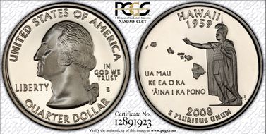 2008-S 25C Hawaii PR70DCAM