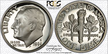1994-S 10C Silver PR70DCAM