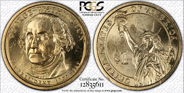 2007-D $1 Weak Edge Let. Pos. B Washington 1st Day of Issue MS65