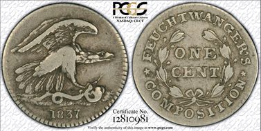 1837 NY 1C HT-268, Feuchtwanger's VF25