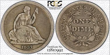 1837 10C Seated, Small Date VF25