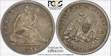 1846 50C Medium Date XF45