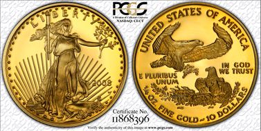 2008-W $10 Gold Eagle First Strike PR70DCAM