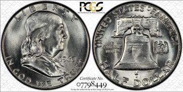 1963 50C Obv Die Clash FS-402 MS65FBL