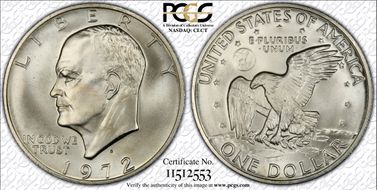 1972-S $1 Silver MS68