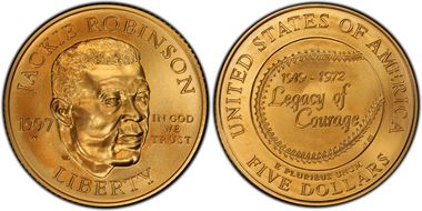 1997-W $5 Jackie Robinson MS70