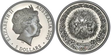 2000-P $5 Olympic - Echidna PR69DCAM