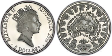 2000-C (1998) $5 Olympic - Australian Map PR67DCAM