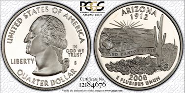 2008-S 25C Arizona Silver PR70DCAM