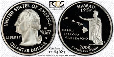 2008-S 25C Hawaii Silver PR70DCAM