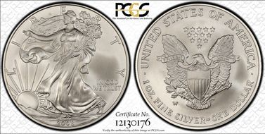 2008-W $1 Burnished Silver Eagle Reverse of 2007 SP69