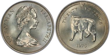 1975 25p Manx CuNi MS65
