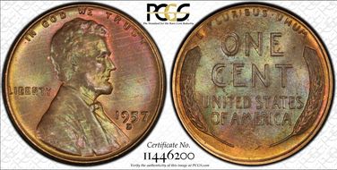 1957-D 1C MS65BN