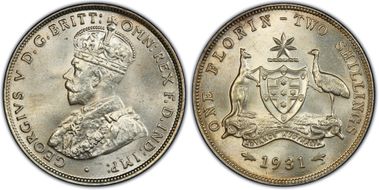 1931(m) Florin KM-27  Ag MS64