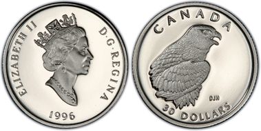 1996 $30 Falcon Pt PR68DCAM