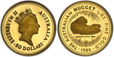 1986-P $50 Nugget 1/2oz Au PR69DCAM