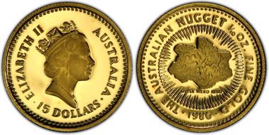 1986-P $15 Nugget 1/10oz Au PR69DCAM