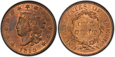 1819 1C Newcomb 8 MS64RB