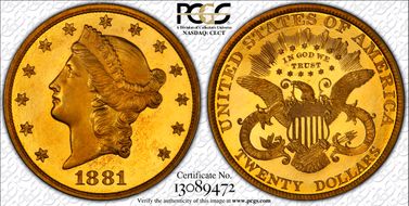 1881 $20 PR65DCAM